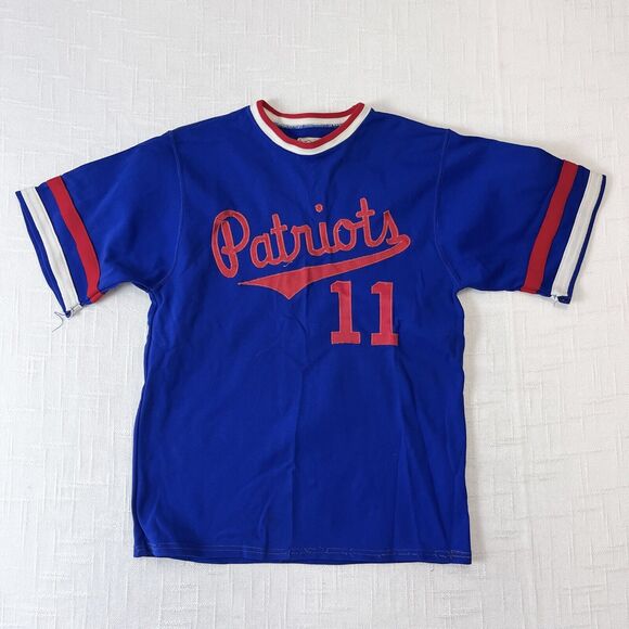 1970s Speedline Patriots Football Jersey S* Vintage Blue New England 11 Striped - Picture 1 of 16